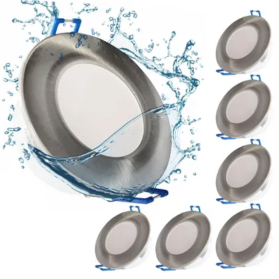 Produktbild von 6x LED Einbaustrahler HMZ-1901 5,5W Ø68mm Eisen Gebürstet – Warmweiß 3000K