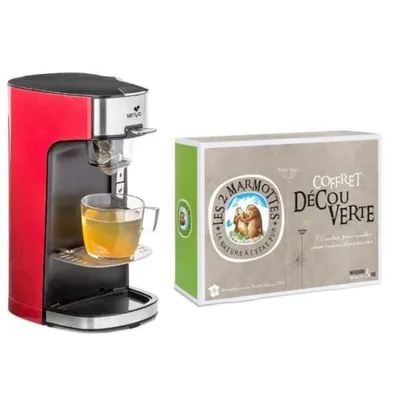Immagine prodotto di Set di teiere Senya, teiera elettrica rossa Tea Time e scatola di scoperta con 72 bustine di tè - Les 2 Marmottes