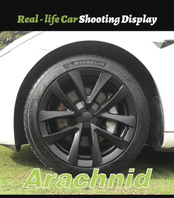 Zdjęcie produktu dla Osłony na felgi do Tesli Model 3 - wzór "Arachnid" - zestaw 4 sztuki - średnica 45,7 cm - modele z roczników 2017–2023 - Tylko osłony na felgi