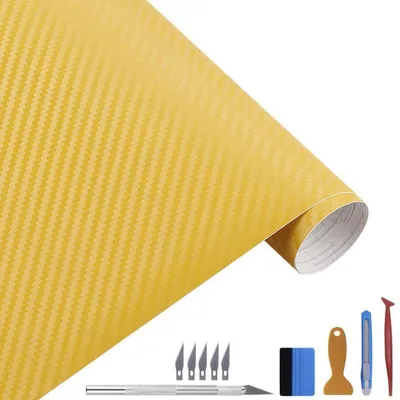 Produktbild von 3D Karbonfaser Vinylfolie mit Luftabgabe blasenfrei 100 x 300 cm Gelb