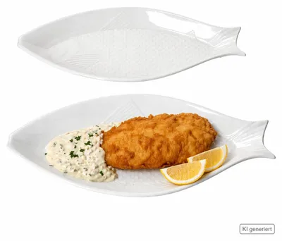 Produktbild von 2x Fischteller OSLO weiß Porzellan 31x15cm Fischform Servieren Beilage