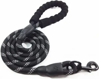 Produktbild von Hundeleine – Nylon Schwarz 150 cm Starke Hunde Trainingsleine mit Bequemen Gepolsterten Griff & Reflektierenden der Trainingsleine für Sicherheit