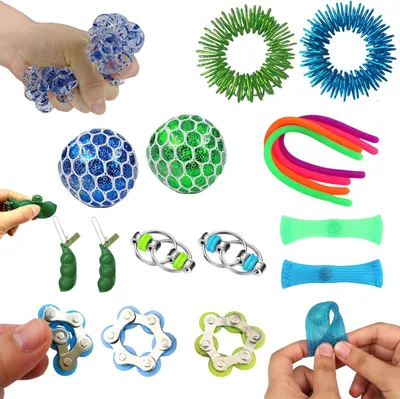 Produktbild von 16 Stück Anti Stress Spielzeug, Adhs Spielzeug Set für Erwachsene, Fidget Toys zur Beruhigung und Konzentration, Fidget Toys Erleichterung Angstlust