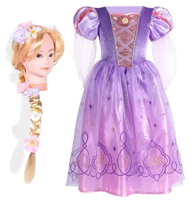 Produktbild von Prinzessinnen-Kostüm mit Rapunzel-Perücke – für Kinder im Alter von 5-6 Jahren