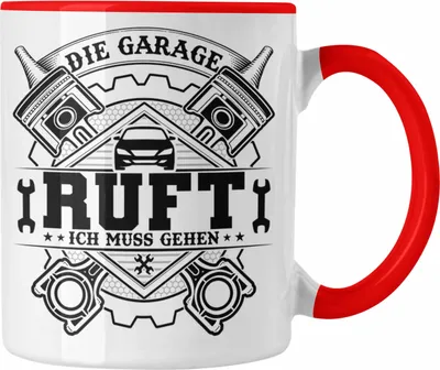 Produktbild von Trendation - KFZ Mechaniker Tasse Geschenk Spruch Männer KFZ Mechatroniker Geschenkidee Becher Werkstatt Die Garage Ruft (Rot)
