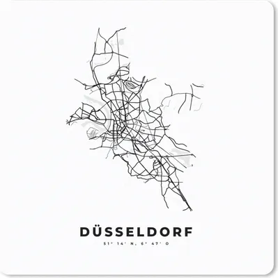 Produktbild von MuchoWow® Mauspad Mousepad Karte - Düsseldorf - Schwarz-Weiß - Stadtplan 30x30 cm - Mousepads - Maus Mat - Pad - Mausunterlage - Gaming