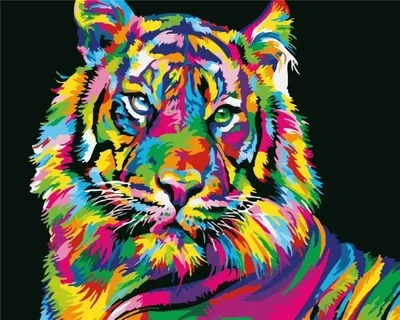 Zdjęcie produktu dla Malowanie po numerach - Tygrys kolorowy 40x50cm - ArtiFly