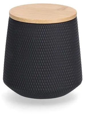 Produktbild von Vorratsdose mit Bambusdeckel, schwarz - 580ml, Ø 11cm