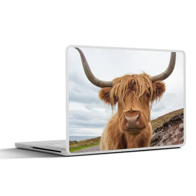 Produktbild von MuchoWow® Laptop Aufkleber Sticker Cover Schottischer Highlander - Hörner - Berg 25x18 cm - Laptop-Deko