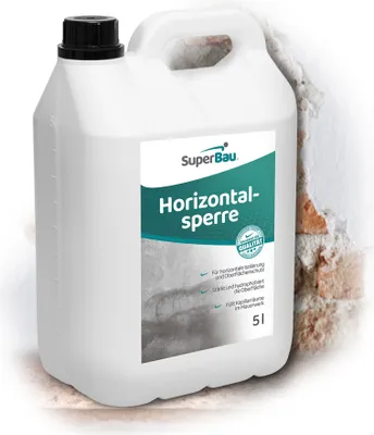 Produktbild von Superbau Horizontalsperre Mauerwerk 5 L Injektionsverfahren, Trockene Wand Injektionsflüssigkeit, Verkieselung, Mauerwerkstrockenlegung und Kellersanierung, Feuchtigkeitssperre