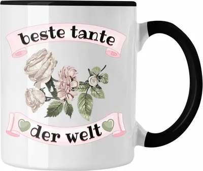 Produktbild von Trendation - Beste Tante Der Welt Geschenk Tasse Lustiger Spruch Geste Geschenkidee (Schwarz)