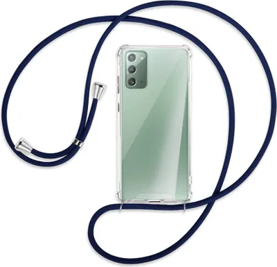 Produktbild von Handykette Backcover-Schutzhülle mit Band (Metall silberfarben) für Samsung Galaxy Note20 4G/5G (N980,N981) - dunkelblau