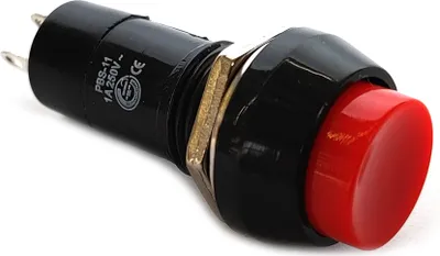 Produktbild von Einbau Drucktaster Rund Rot 2 Kontakte 1 Öffner 250V 1A Taster Netz Schalter
