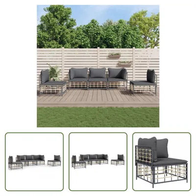 Produktbild von The Living Store 5-tlg. Garten-Lounge-Set mit Kissen Anthrazit Poly Rattan