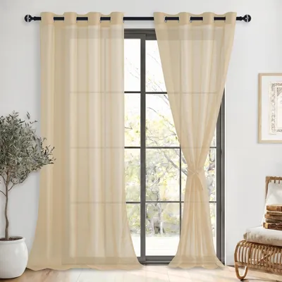 Produktbild von Beige transparente Voile Gardinen - Set aus 2, 260 x 140 cm