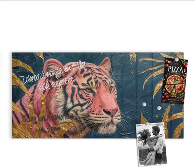 Produktbild von Magnettafel 100x50cm Pinnwand Whiteboard beschreibbar - Tiger Porträt