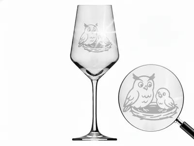 Produktbild von Exoda Weinglas Eule Babyküken 1 Stück 350 ml - spülmaschinenfest für Tierliebhaber