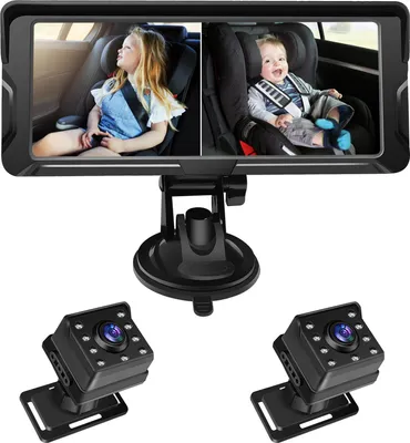Zdjęcie produktu dla Kamera samochodowa dla dzieci, dwukanałowy 6,8-calowy monitor 1080P z noktowizorem IR i szerokim kątem widzenia 150° dla tylnego siedzenia