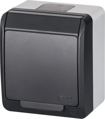 Produktbild von Aufputz AP Schuko einfach Steckdose IP44 Farbe Anthrazit Feuchtraum HERMES