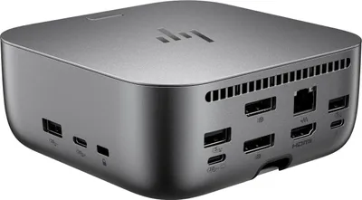 Produktbild von HP Thunderbolt 4 Ultra 180 W G6 Dockingstation, Kabelgebunden, Thunderbolt 4, 180 W, 10,100,1000,2500 Mbit/s, Grau, 8K Ultra HD