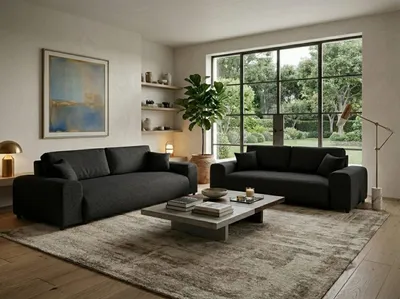 Zdjęcie produktu dla Beżowy zestaw do salonu: sofa 4-osobowa i sofa 3-osobowa, wygodne, wysokiej jakości sofy, design