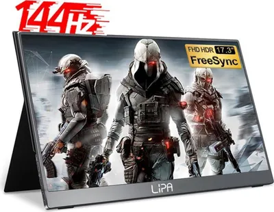 Produktbild von Lipa HDR-60 Portable Monitor Full HD 17,3 Zoll - 144 Hz - Tragbarer Monitor für Laptop - Gaming Monitor - Externer Bildschirm