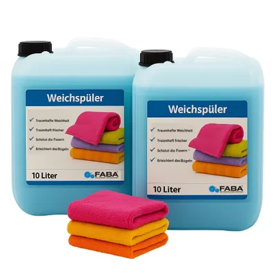 Produktbild von Weichspüler blau 2 x 10 Liter inkl. Auslaufhilfe.
