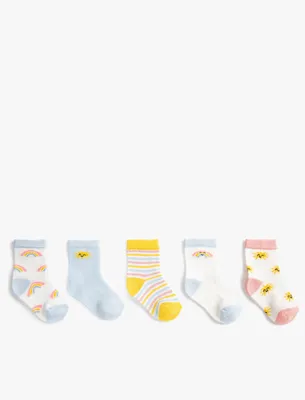Productafbeelding van Koton Babygirl, 5-pack, meerkleurige sokken met print