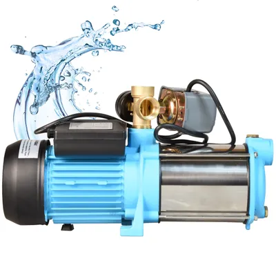 Image de Pompe à eau MH 1300 1300 W, 5520l/h, hauteur de refoulement 55m - fonte acier inoxydable INOX manomètre pressostat distributeur 5 voies