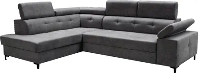 Produktbild von Ecksofa Darkos - Dunkelgrau Rosario 456 (Links) -  klassisches Ecksofa mit Ziersteppung, Wohnzimmersofa, Ecksofa in L-Form, Sofa mit Bettzeugablage, Sofa mit Schlaffunktion, Ecksofa, Wohnzimmer, Lounge, Polstergarnitur, Loungegarnitur