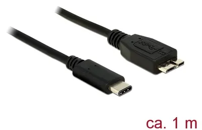 Produktbild von DeLOCK 1m USB 3.1, 1 m, USB C, Micro-USB B, USB 3.2 Gen 2 (3.1 Gen 2), Männlich/Männlich, Schwarz