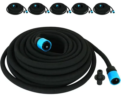 Image de 6x Tuyau perlé noir 15m Tuyau d'arrosage avec raccord Tuyau d'arrosage goutte à goutte Tuyau de jardin Perlregner