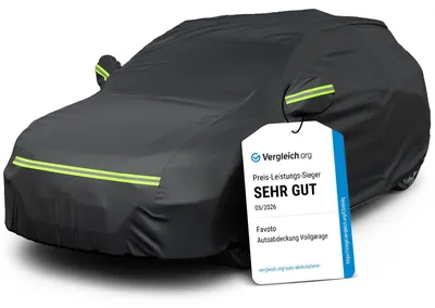 Zdjęcie produktu dla Osłona samochodowa Favoto, zimowa, do garażu, wodoodporna, pyłoszczelna, czarna, dla SUV-ów o długości 430-460 cm, wymiary: 455 cm x 150 cm x 140 cm, waga: 3 kg