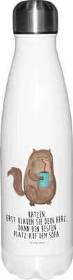 Produktbild von Mr. & Mrs. Panda Thermos Katze Dose - Weiß - Geschenk, trinkflaschen, Thermosflasche, Wasserflasche, Thermo-Trinkflasche, Bezaubernd, Cat, Trinkflasche, Katzen, Kater