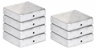 Produktbild von 7 x Pyramideformige Pfostenkappe 96 x 96 mm - Feuerverzinkter Stahl, wetterfest - für Holzpfosten 95 x 95 mm - inkl. Befestigungslöcher