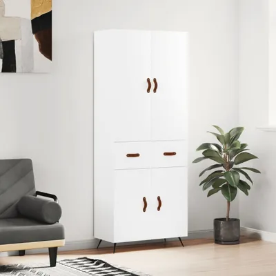 Productafbeelding van vidaXL Hoge kast, wit, 69,5 x 34 x 180 cm, houtvezel