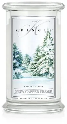 Zdjęcie produktu dla Świeca zapachowa Kringle Candle Snow Capped Fraser, duża, dwupłomykowa (624 g)