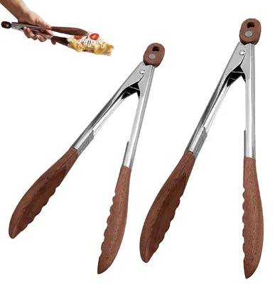 Produktbild von Set aus 2 Küchenzangen aus Holz und Edelstahl