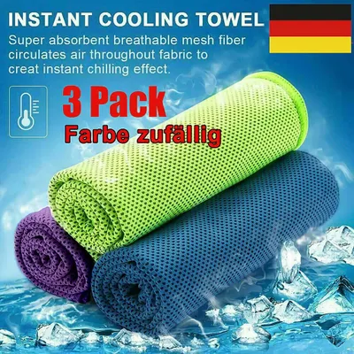 Produktbild von 3X Kühlendes Sporthandtuch Fitness Abkühlung Handtuch Kühlhandtuch Kühltuch Cooling Towel Sport Fitness Sporthandtücher