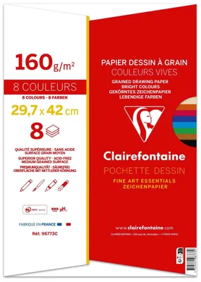 Obrázok produktu pre Clairefontaine 96770C, Umelecký papier, 160 g/m², 12 listy