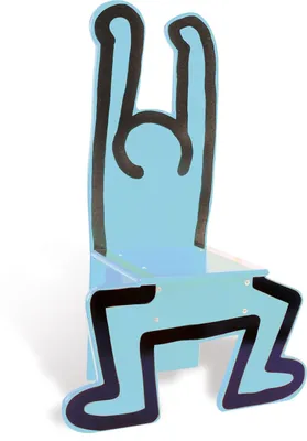 Productafbeelding van Designfauteuil, grafische iconische tekening, blauw, Keith Haring, geschikt voor kinderen vanaf 3 jaar