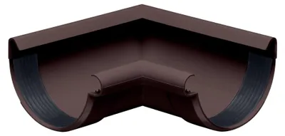 Produktbild von INEFA Rinnenwinkel 90 Grad halbrund Innenwinkel, PVC NW125 / 125mm Dunkelbraun Wulst innen, Verbindungsstück Dachrinnenzubehör, einfache Montage