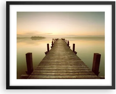 Produktbild von Gerahmtes Poster - Schwarzer Rahmen - Brücke See - 50x40 cm - Wand Bild - Wanddeko - Wandbilder - Kunstposter - Wandposter - Bilderrahmen - Bilder - Kunstdruck - Wandbild - P2BAA50x40-3625