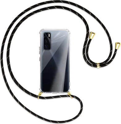 Produktbild von Handykette Backcover-Schutzhülle mit Band (Metall goldfarben) für vivo V20 SE (V2022) / Y70 - schwarz/gold