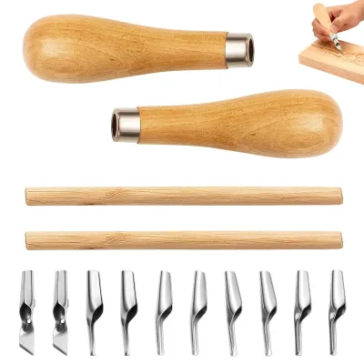 Linoldrukset 10-teilig, Linolschnitt-Werkzeug, Gravierwerkzeug