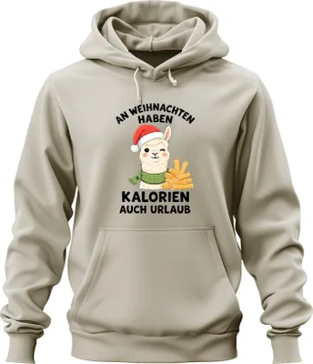 Obrázok produktu pre Na Vianoce kalórie majú dovolenku alpaka lama vtipné uni mikina s kapucňou, príroda, 3XL