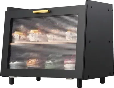 Produktbild von Bambus Brotkasten 2-stöckig Schwarz – Große Brotbox mit Acrylfenster – Brotkorb für Küche mit hoher Kapazität