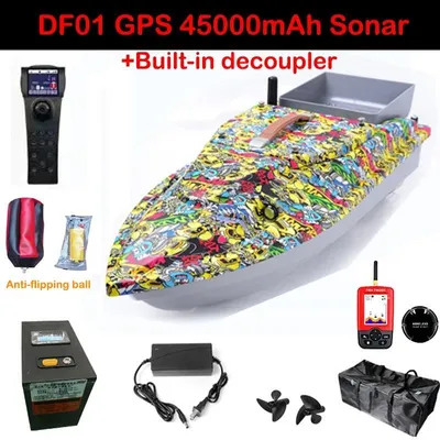 Produktbild von DF01 Köderboot - 12V GPS RC Futterboot zum Angeln - 500 m Reichweite - bürstenloser Motor - 3 h Laufzeit - 78 cm - bunt