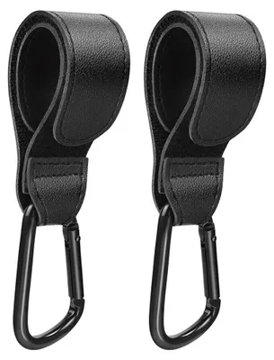 Produktbild von Haken für Kinderwagen – Grau – 2 Stück, schwarz