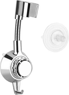 Image de Support de flexible de douche pivotant à 360 degrés – raccordement universel sans perçage, support mural en plastique (ABS) pour flexible de douche.